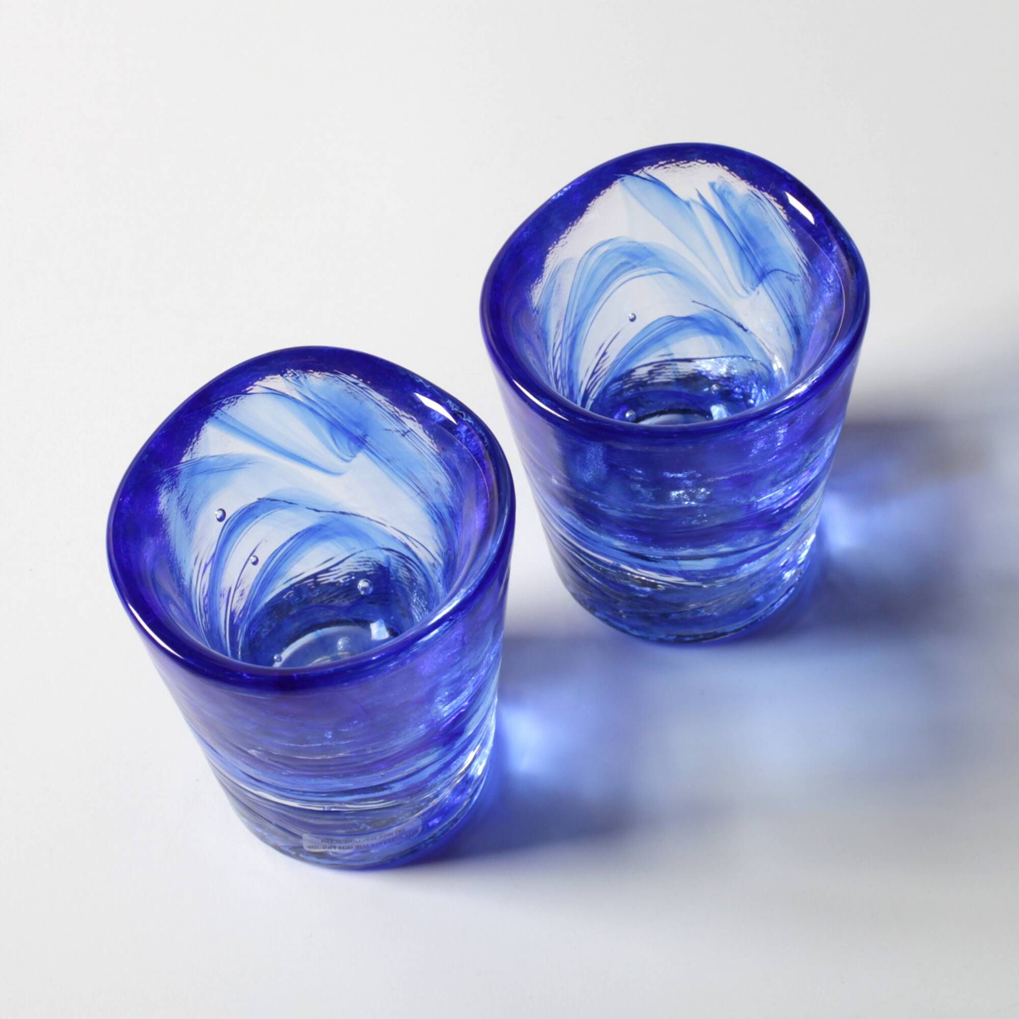 Set of 2 Kosta Boda Blue Shot Glasses 'Mine' by Ulrica Hydman Vallien