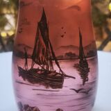 Vase signed Michel with a lakeside decoration.