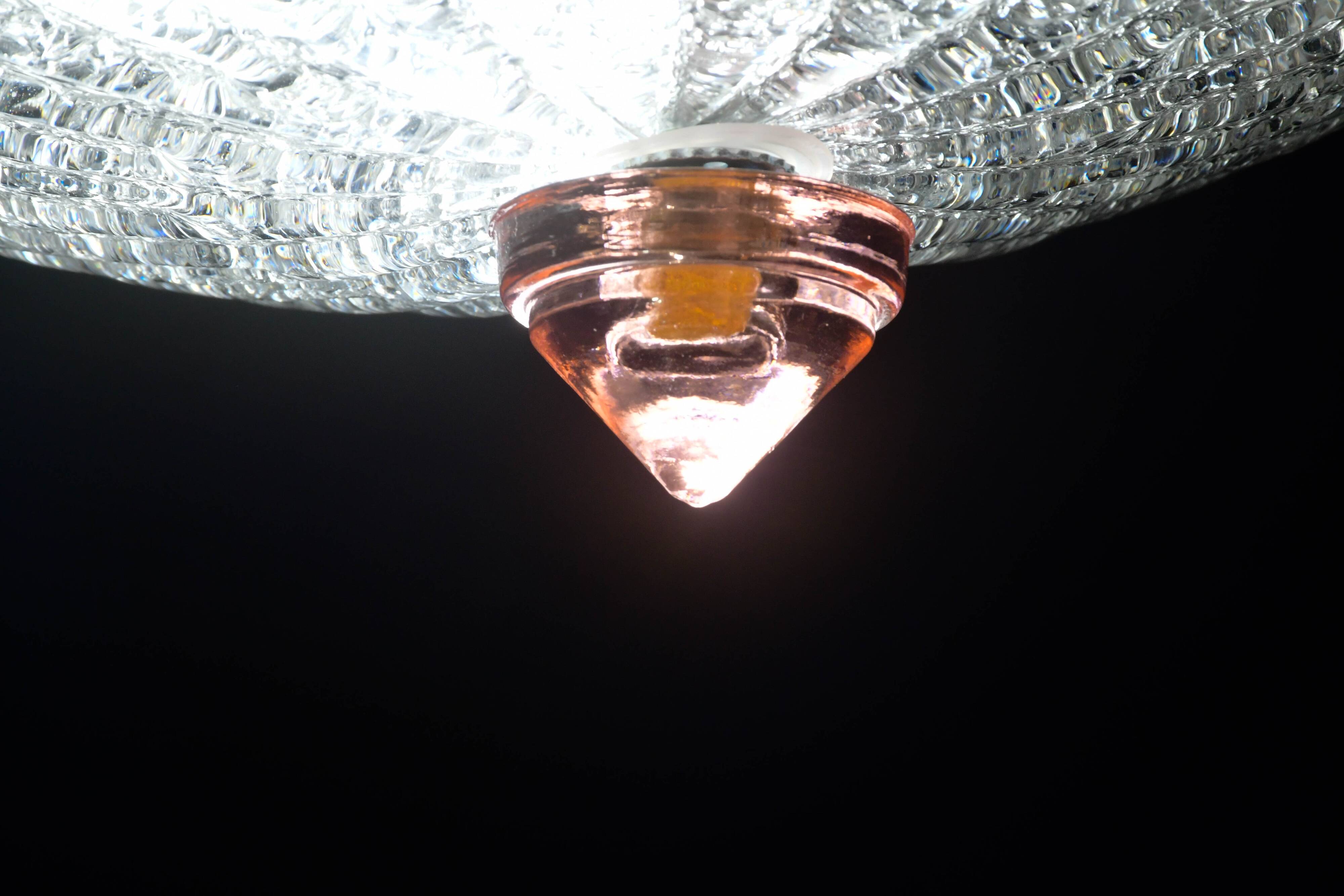 Charming Italian pink Murano glass ceiling fixture, Murano, 1970