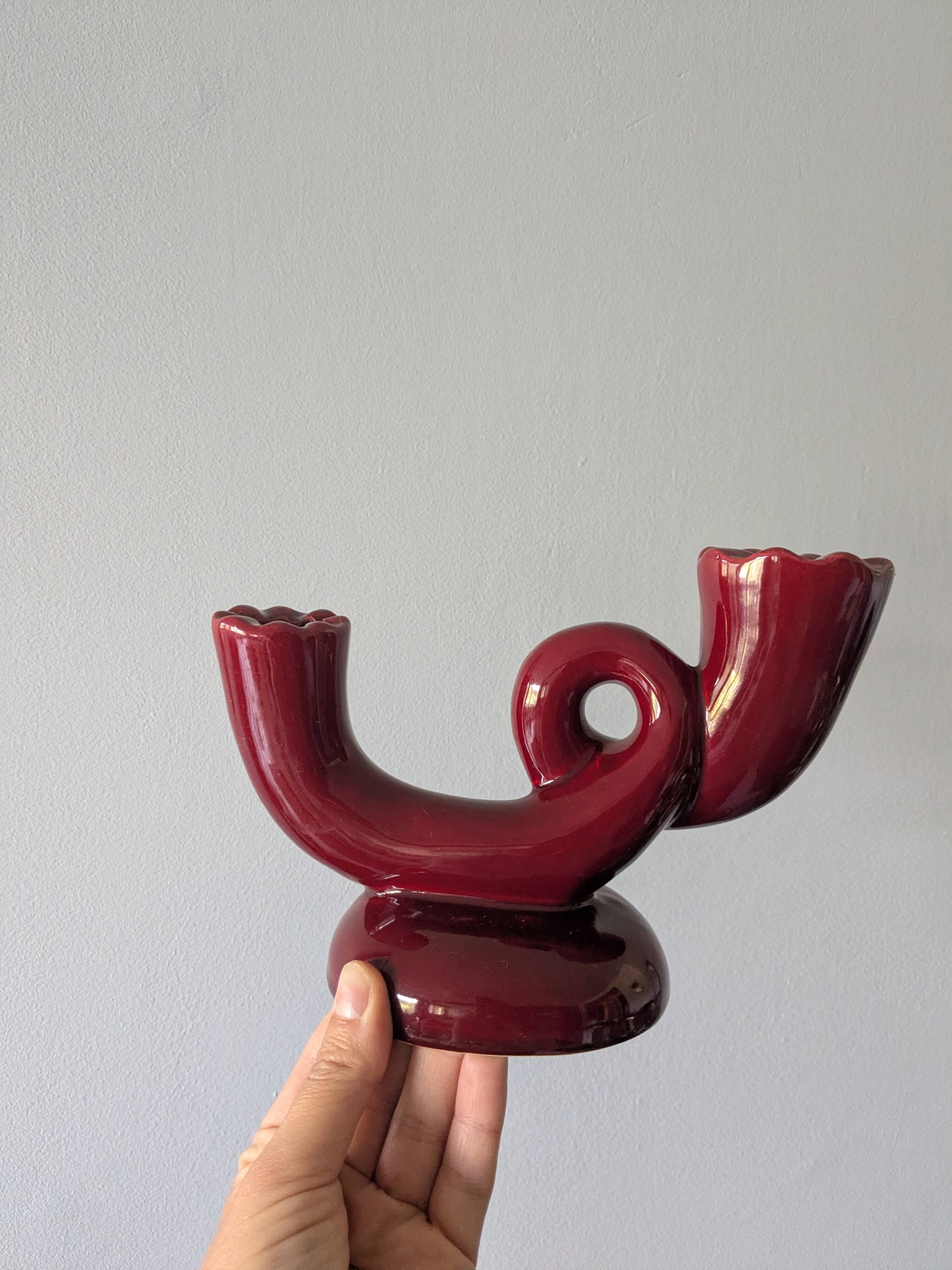 2 vintage Bordeaux ceramic candle holders