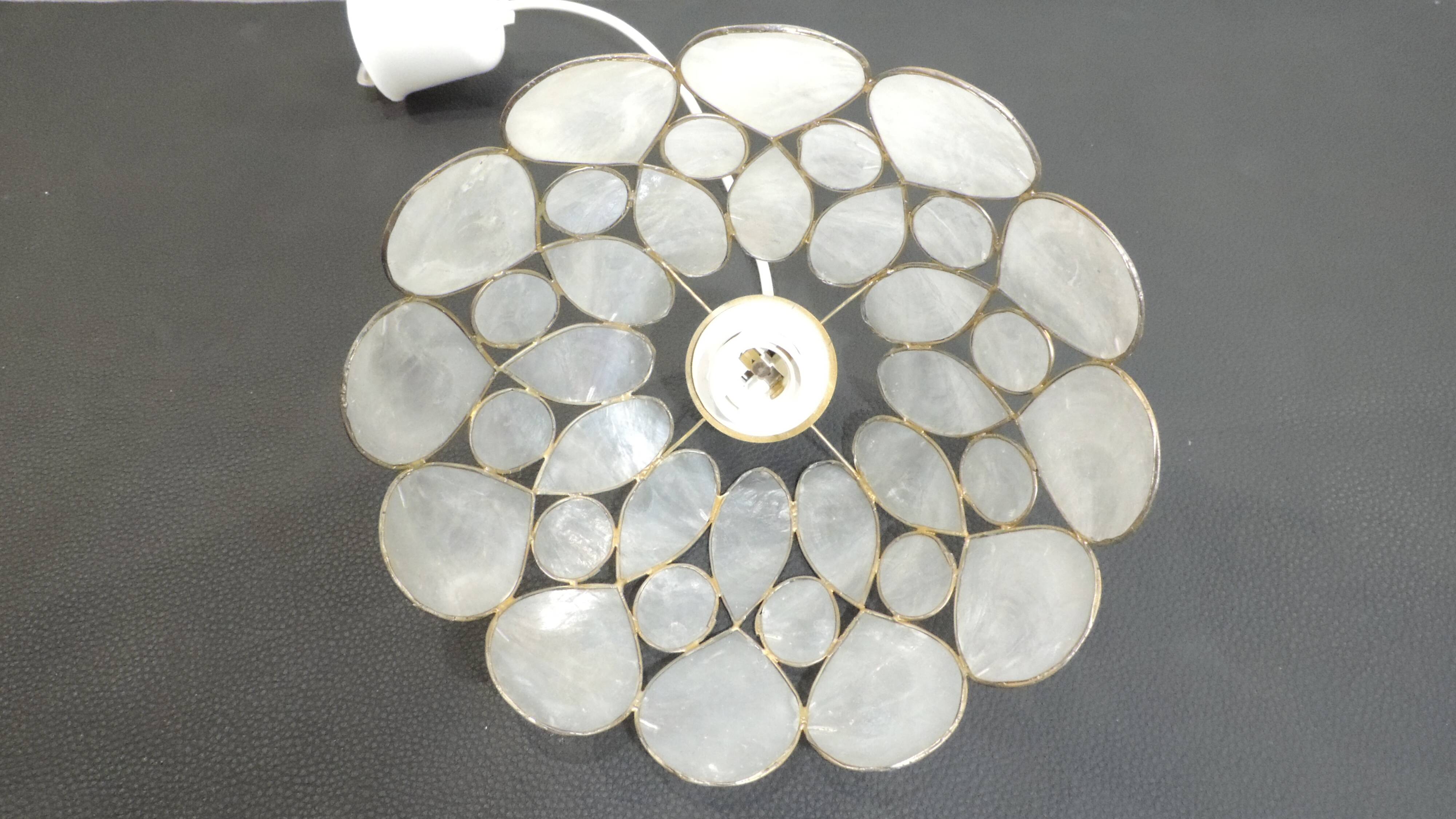 Vintage 1970s shell pendant lamp ceiling light lampshade
