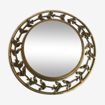 Miroir rond en bronze doré  37cm