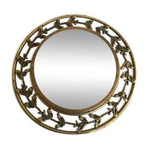 Miroir rond en bronze doré 37cm