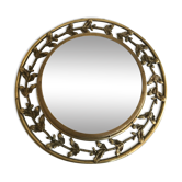 Miroir rond en bronze doré  37cm