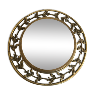 Miroir rond en bronze doré  37cm