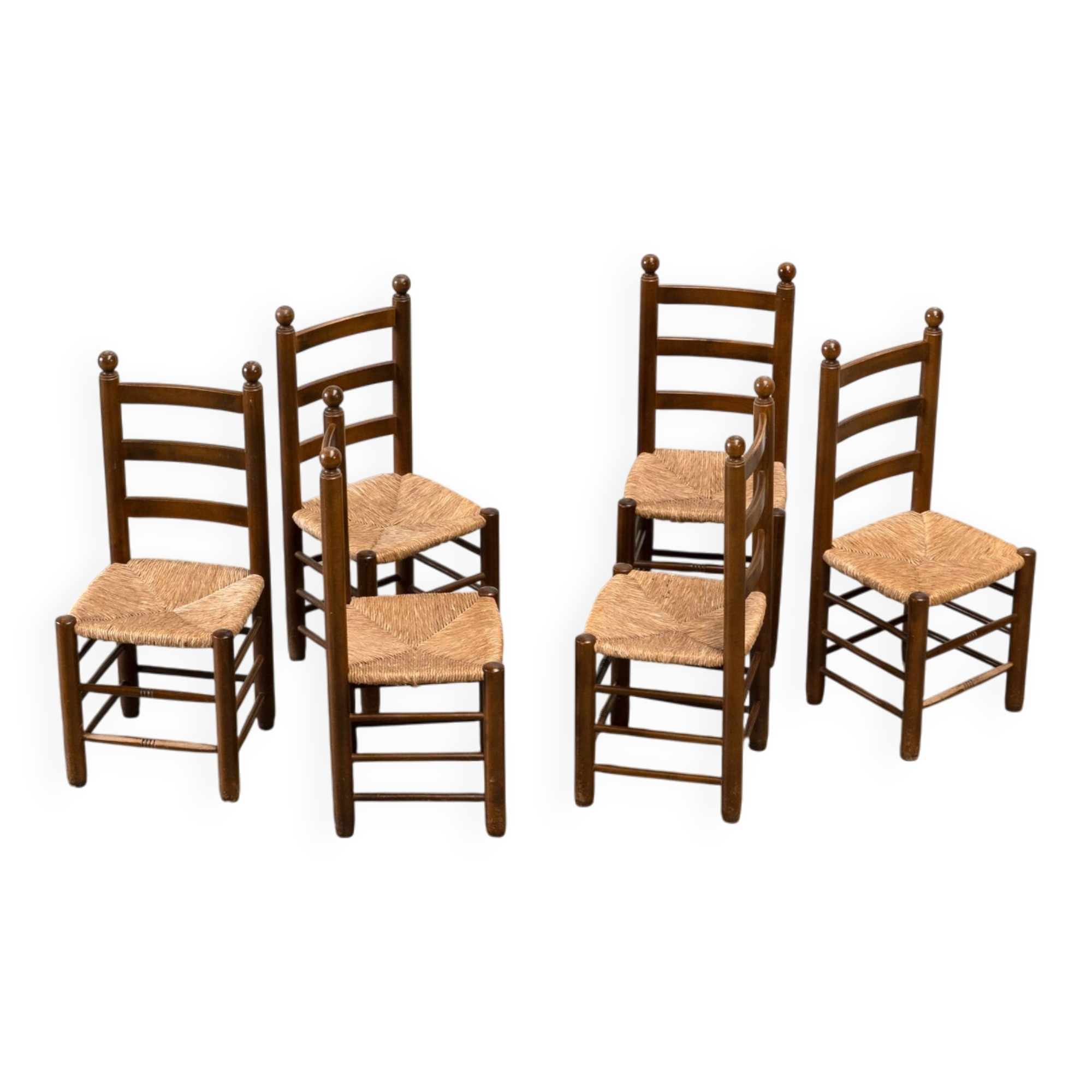 Ensemble de six chaises de salle à manger françaises par Charles Dudouyt