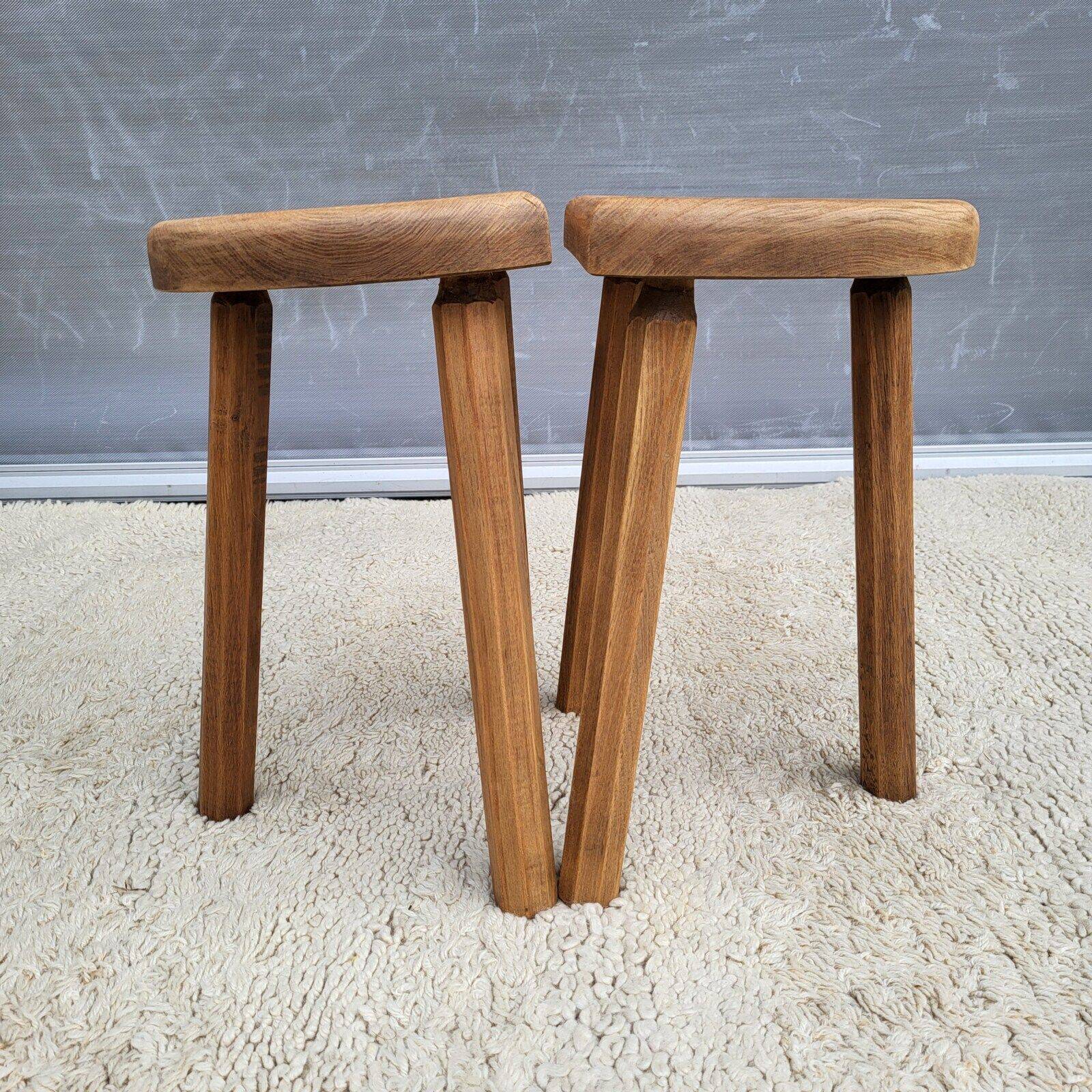 Pair of raw wood milking stools • Brutalist spirit & nature