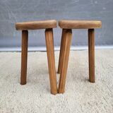 Pair of raw wood milking stools • Brutalist spirit & nature