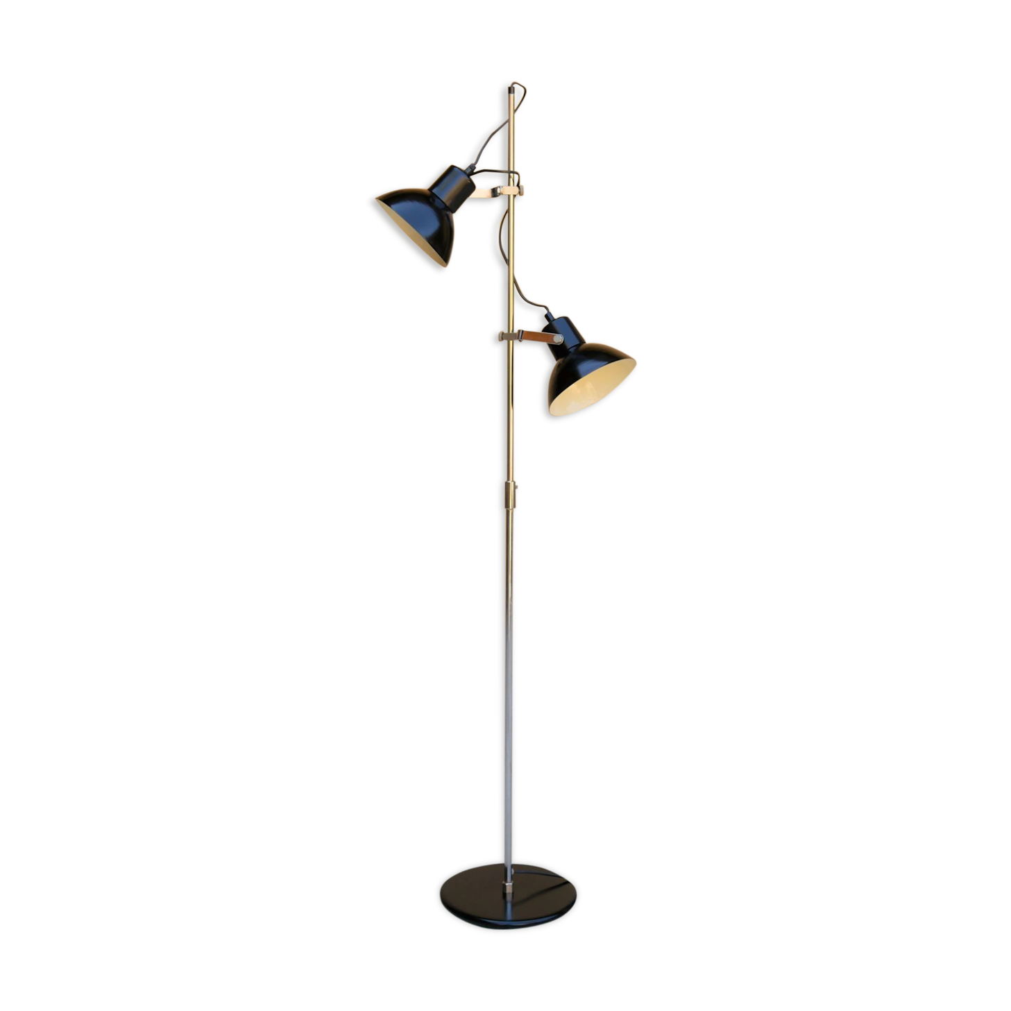 Lampadaire en métal noir avec 2 spots