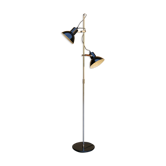 Lampadaire en métal noir avec 2 spots