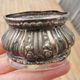 Old pair of oval metal salt shakers with louis xvi style verrine