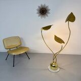 Rhubarb leaf floor lamp brass design Tomaso Barbi Italy an70