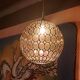 Ball pendant light in orange and enameled glass from the 70s