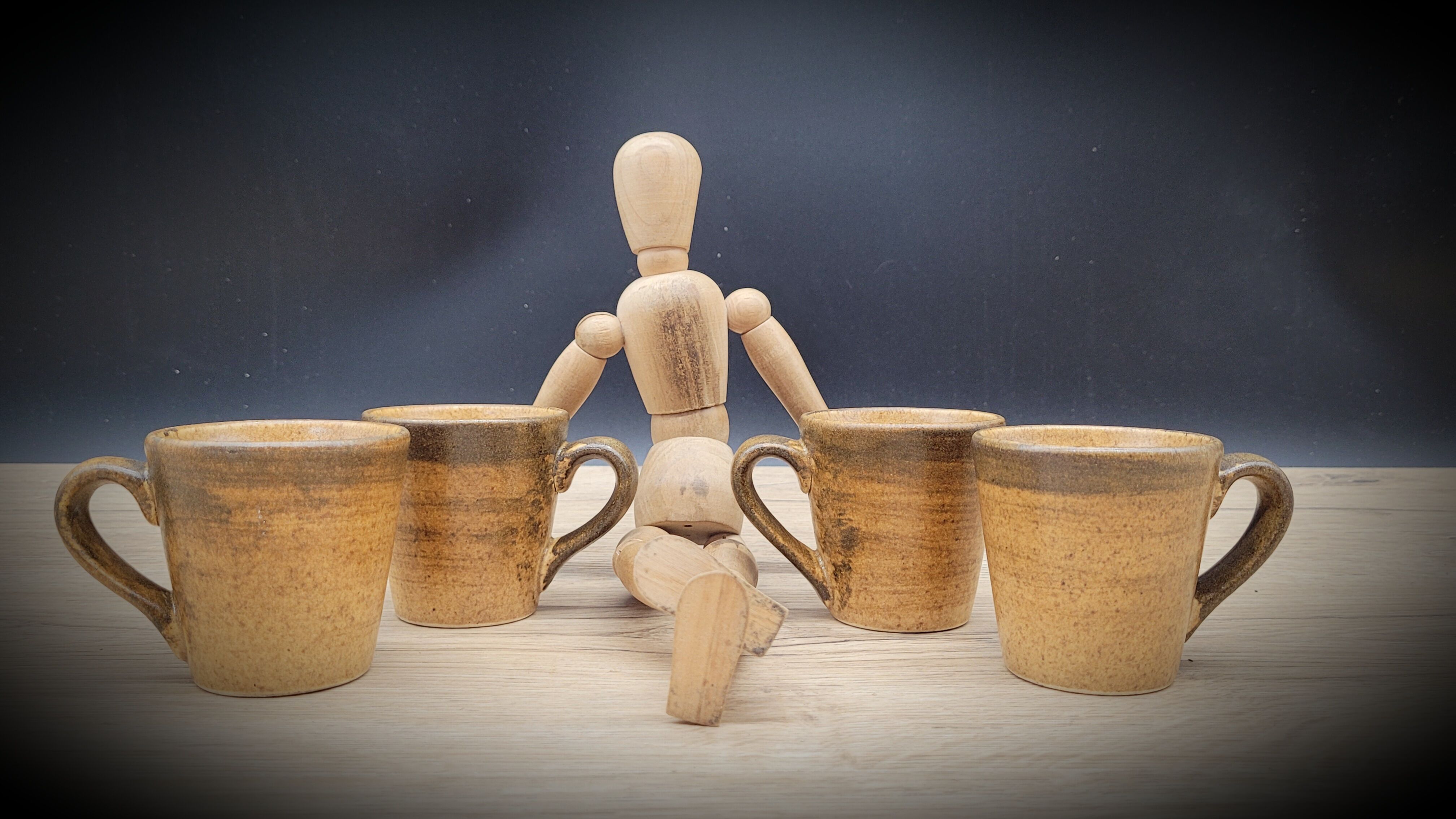 Set of 4 cups coffee stoneware