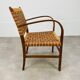 Scandinavian armchair in wood and vintage straw rope