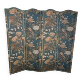 Paravent vintage à 4 pans motif floral et oiseaux
