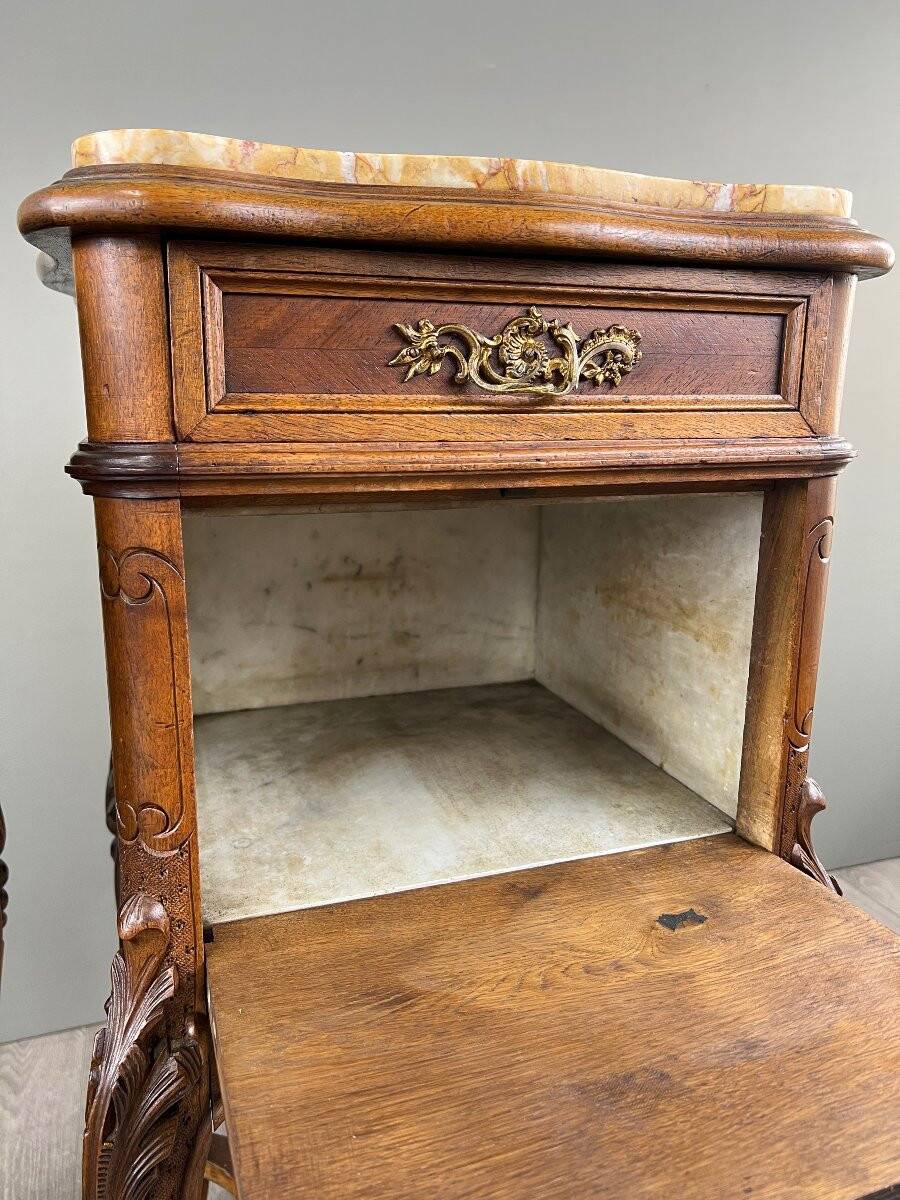 Pair of Louis XV Bedside Tables, Yellow Marble, 19th Century