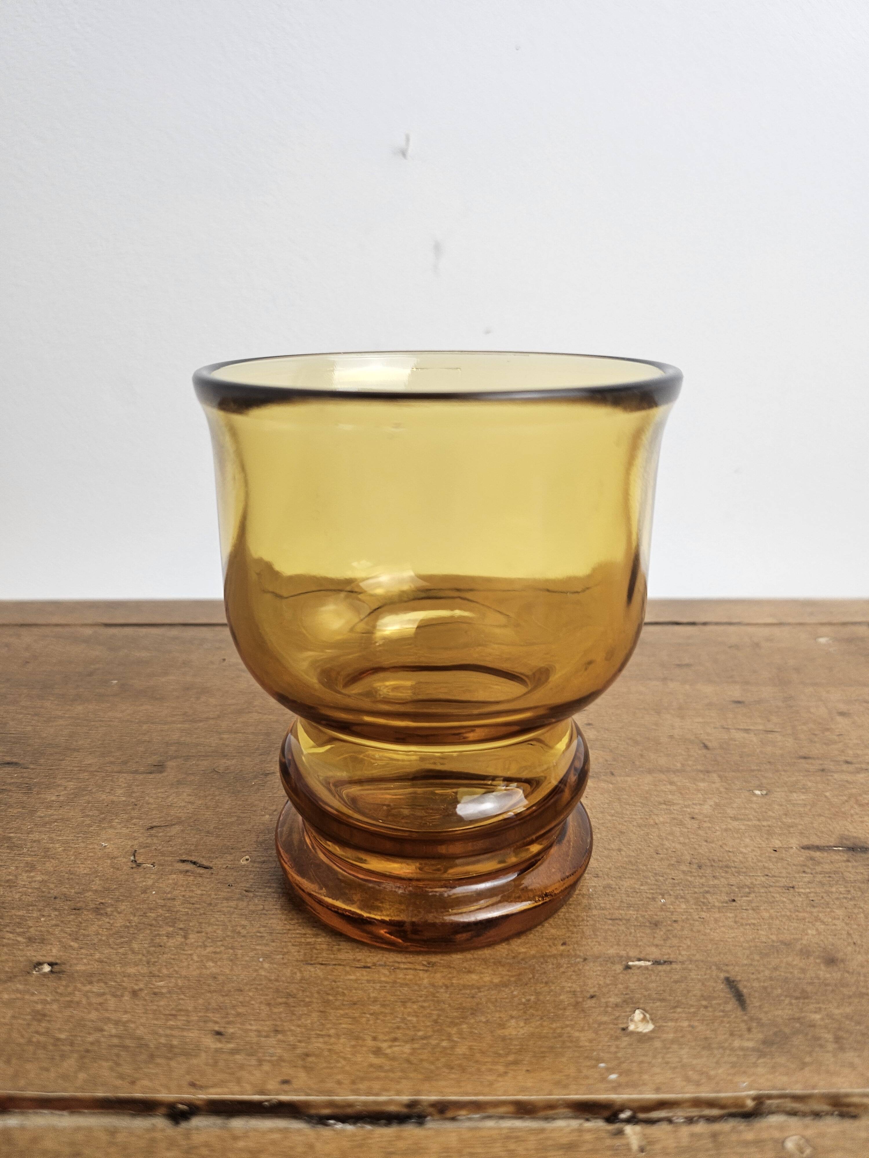 Vintage lot of 5 amber Pernod Verres from the 1970s bistro.