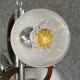 Vintage chandelier in chromed metal and wood with 3 Murano glass globes