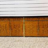 Modernist Sideboard in Radica and Gilded Metal, 1970s