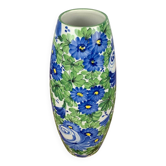 Italian San Marino Titano Vase, Green and Blue Floral Pattern, MCM