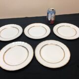 Limoges Bernardaud porcelain dessert plates - vintage co. 60s, white & gold