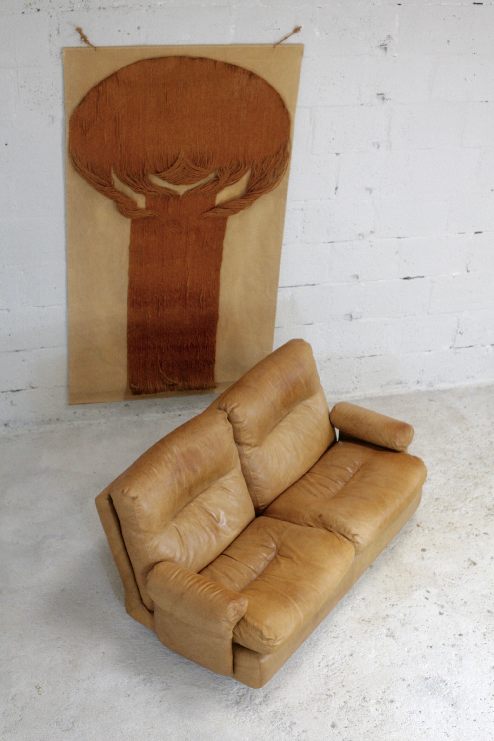 Leather sofa, Albany model, late 70's, Roset edition
