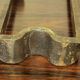 Brutalist wrought iron candle holder beaten