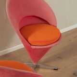 Cone chairs by Verner Panton for Gebrüder Nehl, original pink and orange upholstery, set of 2
