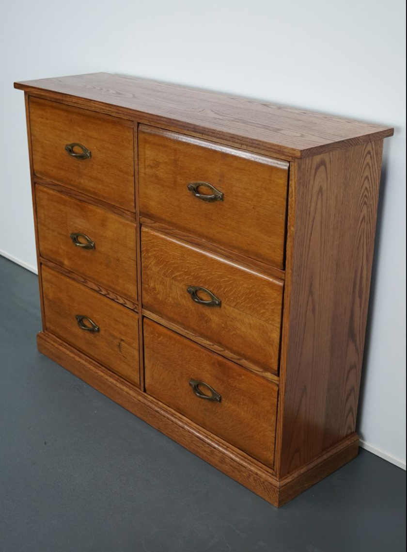 Chest of drawers in oak apothecary France 1930s