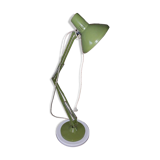 lampe architecte vintage, articulée sur socle en métal peint vert "kaki"