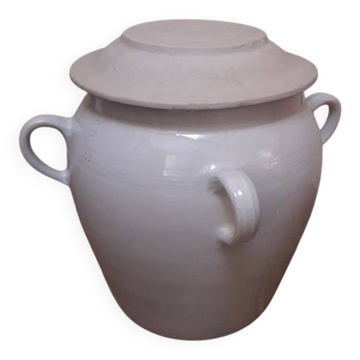 Grease pot salting pot H47cm in enamelled stoneware