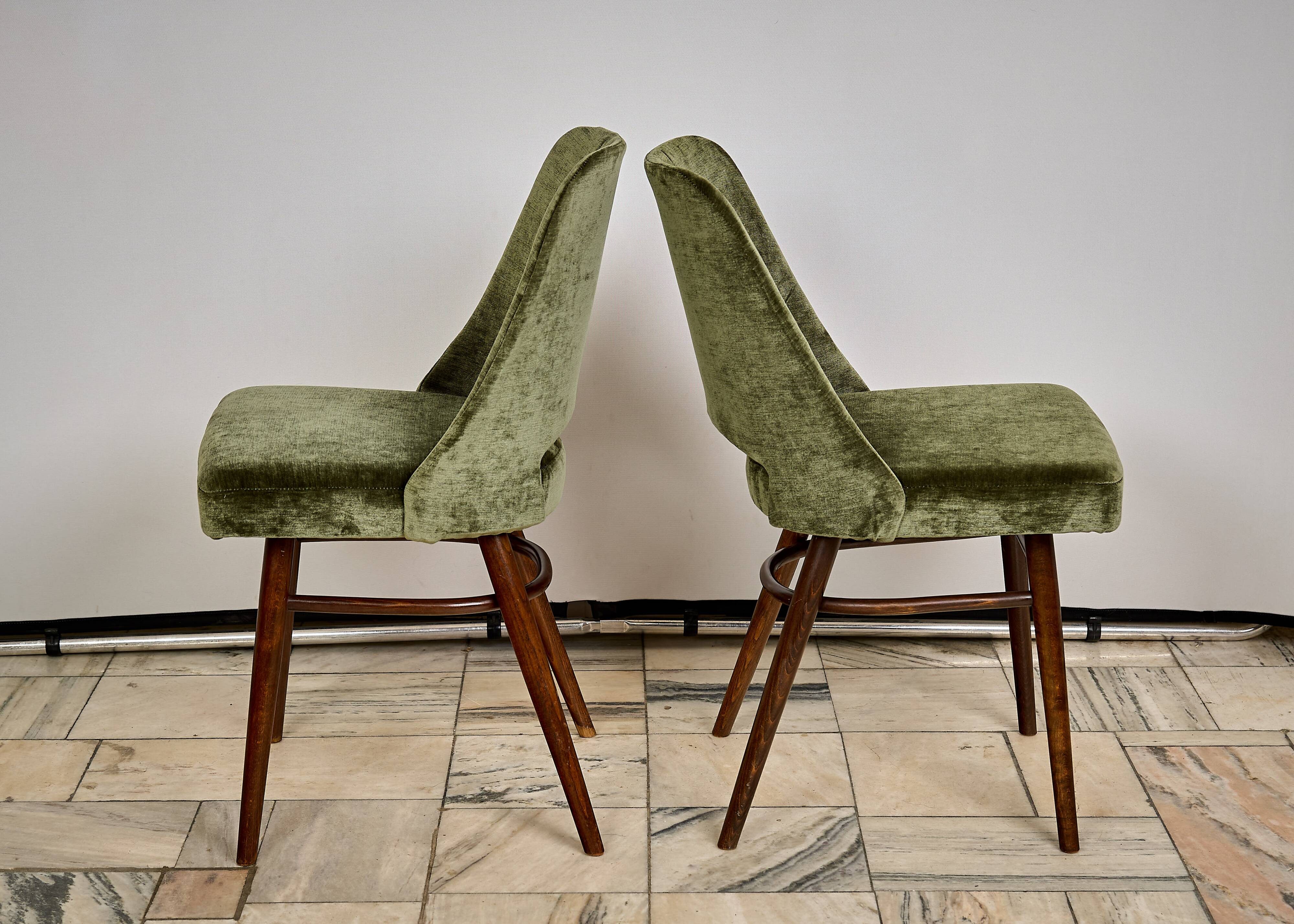 Set of four chairs designed by Radomir Hoffman, TON Czechoslovakia, 1960s.