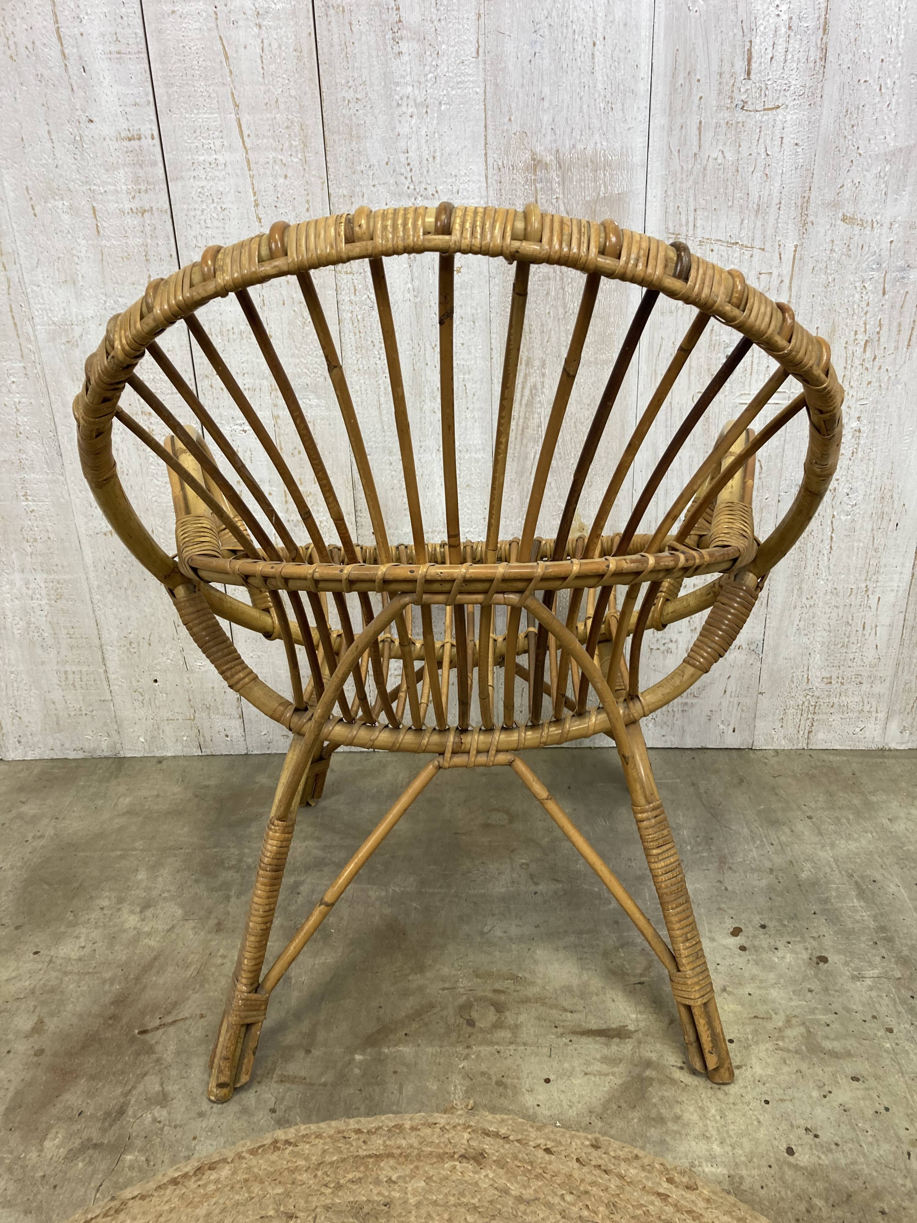 Pair of vintage rattan armchairs