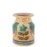 Carmo Saude ceramic vase with bird and flower decoration, 1970s