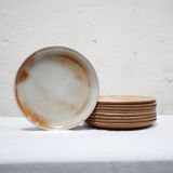 Series of 9 vintage stoneware plates by Les Poteries du Marais, France