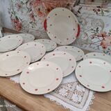 Dessert service 11 pieces in beige Bavaria porcelain with small orange flowers