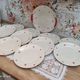 Dessert service 11 pieces in beige Bavaria porcelain with small orange flowers