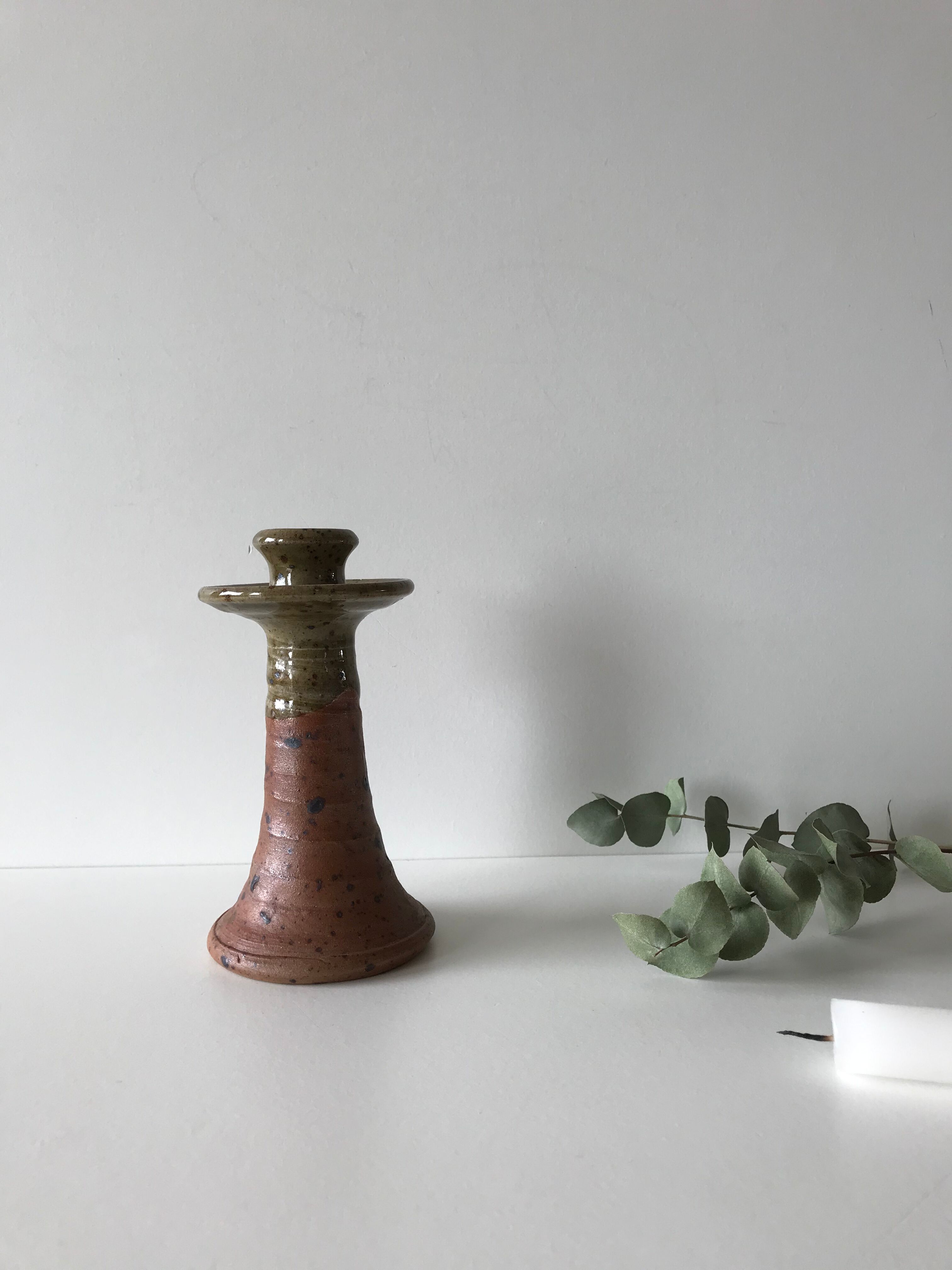Stoneware vintage candlestick