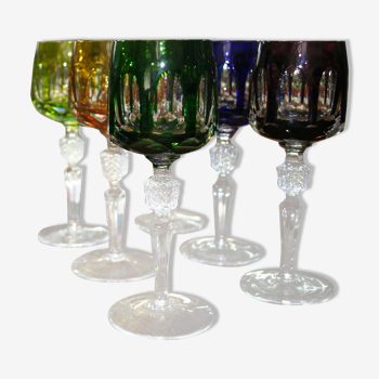 Set de 6 verre en cristal de couleur