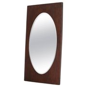 Miroir ovale facetté cadre rectangulaire chêne années 1920