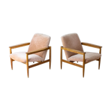 Ensemble de deux fauteuils danois en tissu rose
