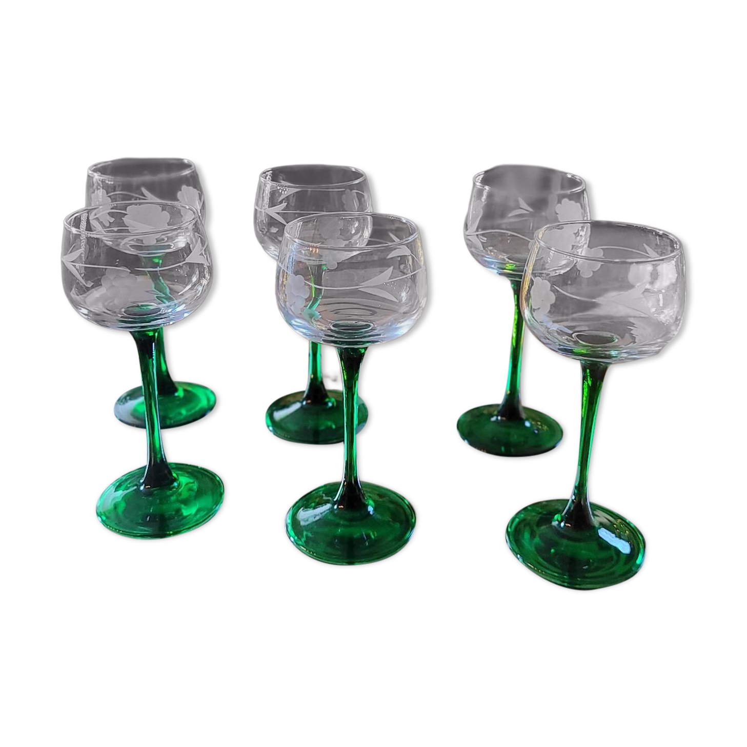 ​Suite de 6 verres Roemer à calice ciselé - Circa 1970