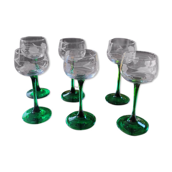 ​Suite de 6 verres Roemer à calice ciselé - Circa 1970