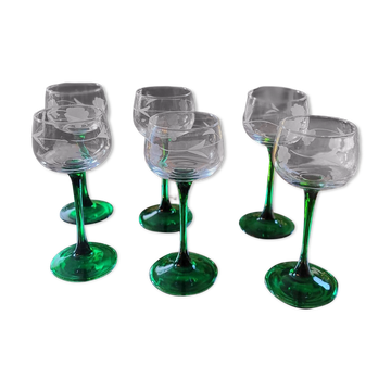 Set of 6 Roemer glasses with engraved goblet - Circa 1970