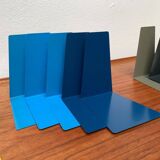 Mid-century German colourful minimalist metal bookends by Soennecken, 1960s, set of 16.