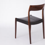 Mid century Rosewood dining chair with leather seat by Niels O. Møller for J.L. Moller