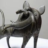 Subject, lion, hyena, beast in Bronze from Benin Dahomey Cotonou vintage/old