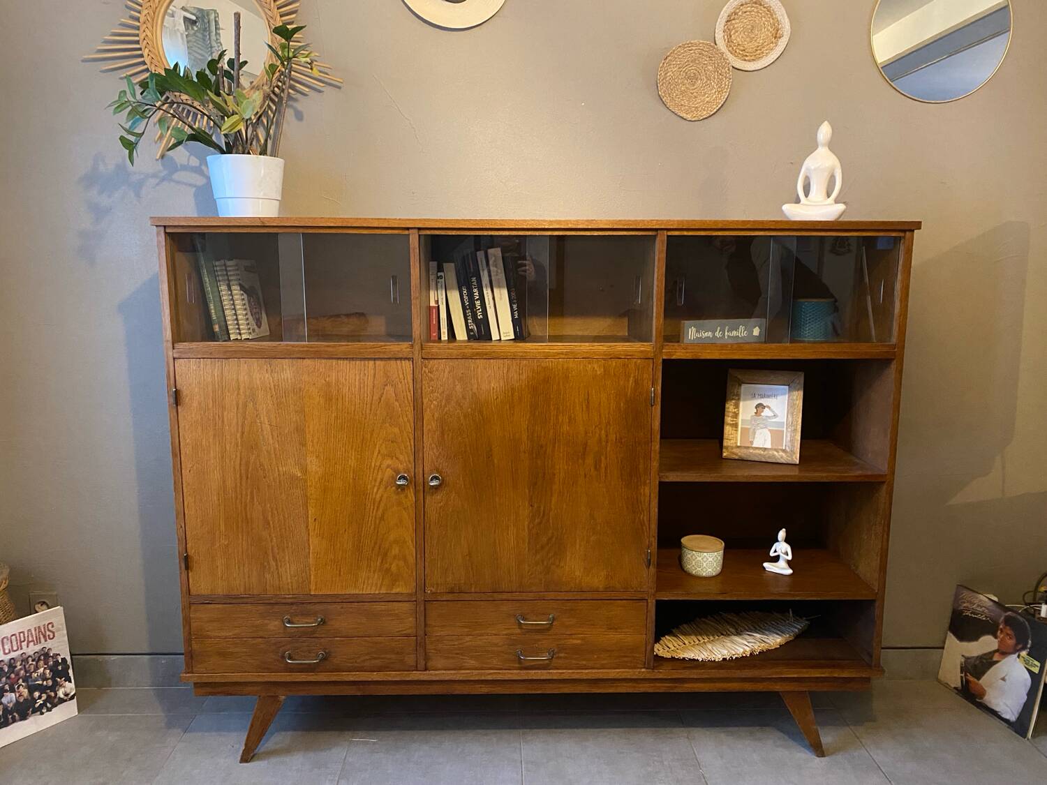 High oak sideboard, 1960s