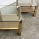 Set of 2 Belgo coffee tables in chrome brass and glass, Belgium, 1970s